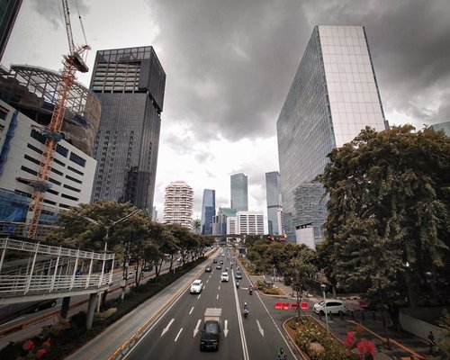 View of Jakarta office buildings and street